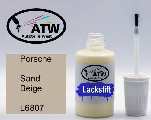 Porsche, Sand Beige, L6807: 20ml Lackstift, von ATW Autoteile West.